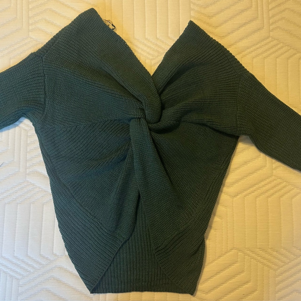 NWT MIRACLE GREEN SOFT KNIT OFF THE SHOULDER SWEATER Y2K CORE